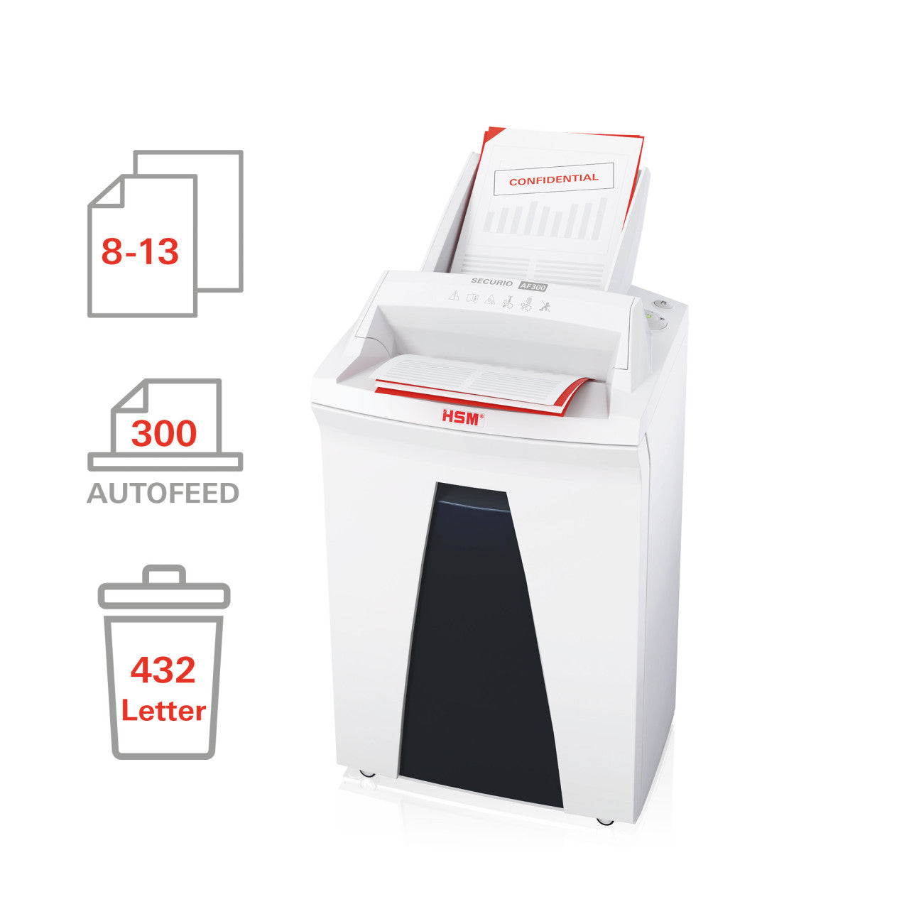 HSM SECURIO AF300 1/16 x 5/8 AutoFeed Document Shredder - HSM2092