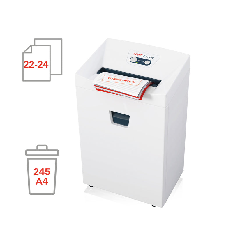 HSM Pure 420 1/4 inch Strip Cut Document Shredder - HSM2341