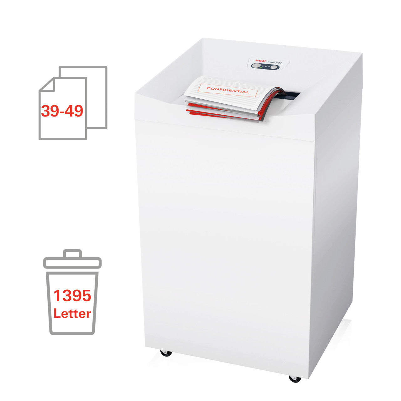 HSM Pure 830 1/8 inch Strip Cut Document Shredder - HSM2380
