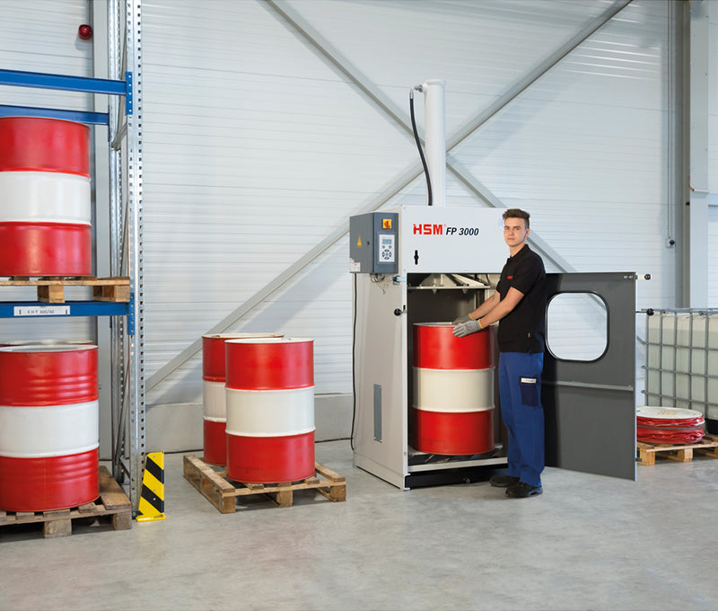 HSM FP 3000 Barrel Press for Efficient Barrel Compressing and Waste Management Solutions